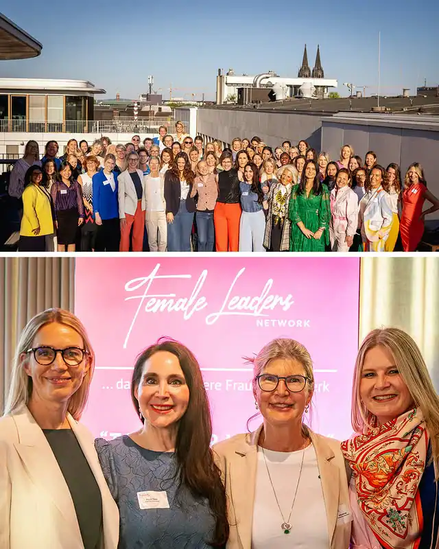 Eine große Gruppe von Menschen nach einer Keynote; Prof. Dr. Anabel Ternès nach ihrer motivierenden Keynote über Frauen & Empowerment mit den Veranstalterinnen im Gruppenfoto