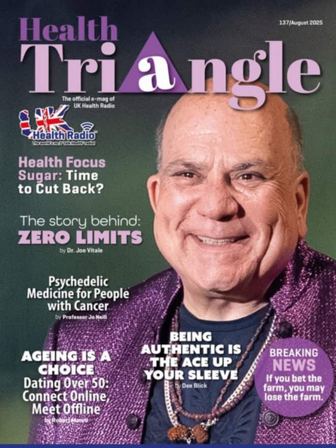 Titelbild des Magazins „UK Health Triangle“ (Ausgabe 137, August 2025) mit dem Artikel „DIGITAL LIFELINES: How Teletherapy and AI Are Bringing Mental Health Support to Remote Crisis Areas“ von Prof. Dr. Anabel Ternès von Hattburg