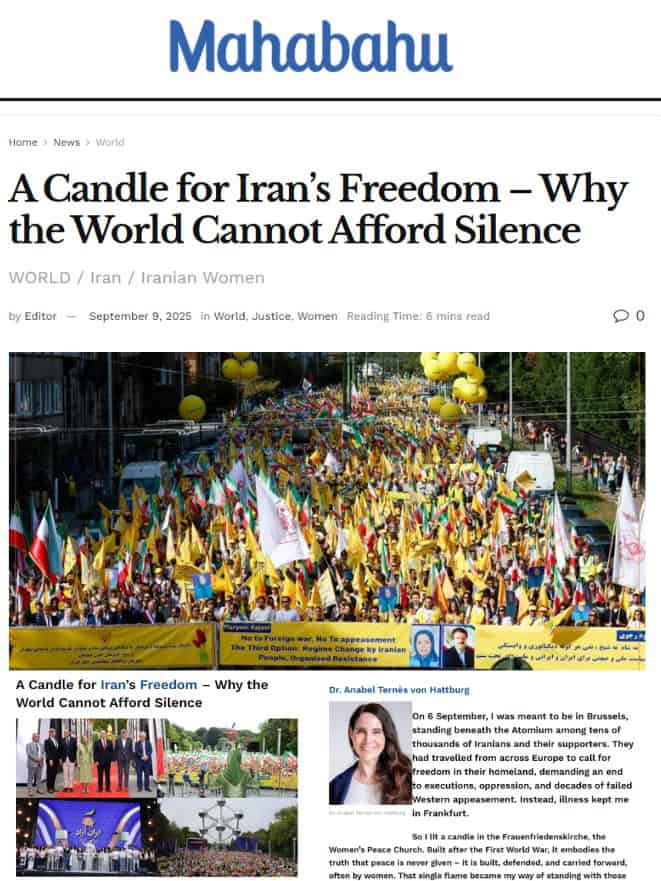 Thousands of demonstrators gather in Brussels with Iranian flags and protest signs calling for freedom and human rights in Iran. The article by Prof. Dr. Anabel Ternès von Hattburg emphasizes peace, civil courage, and the global responsibility to oppose silence in the face of oppression – featured on Mahabahu.com.