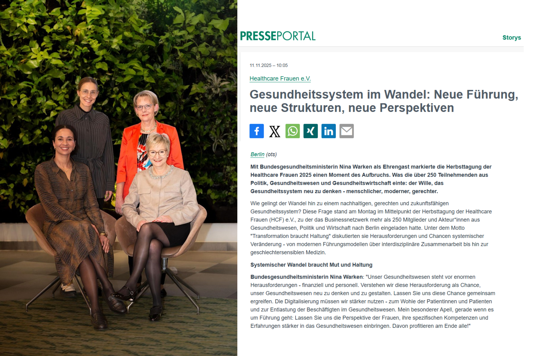 Herbsttagung Healthcare Frauen 2025 Gesundheitssystem im Wandel – Neue Führung, neue Strukturen, neue Perspektiven mit prominenten Teilnehmerinnen