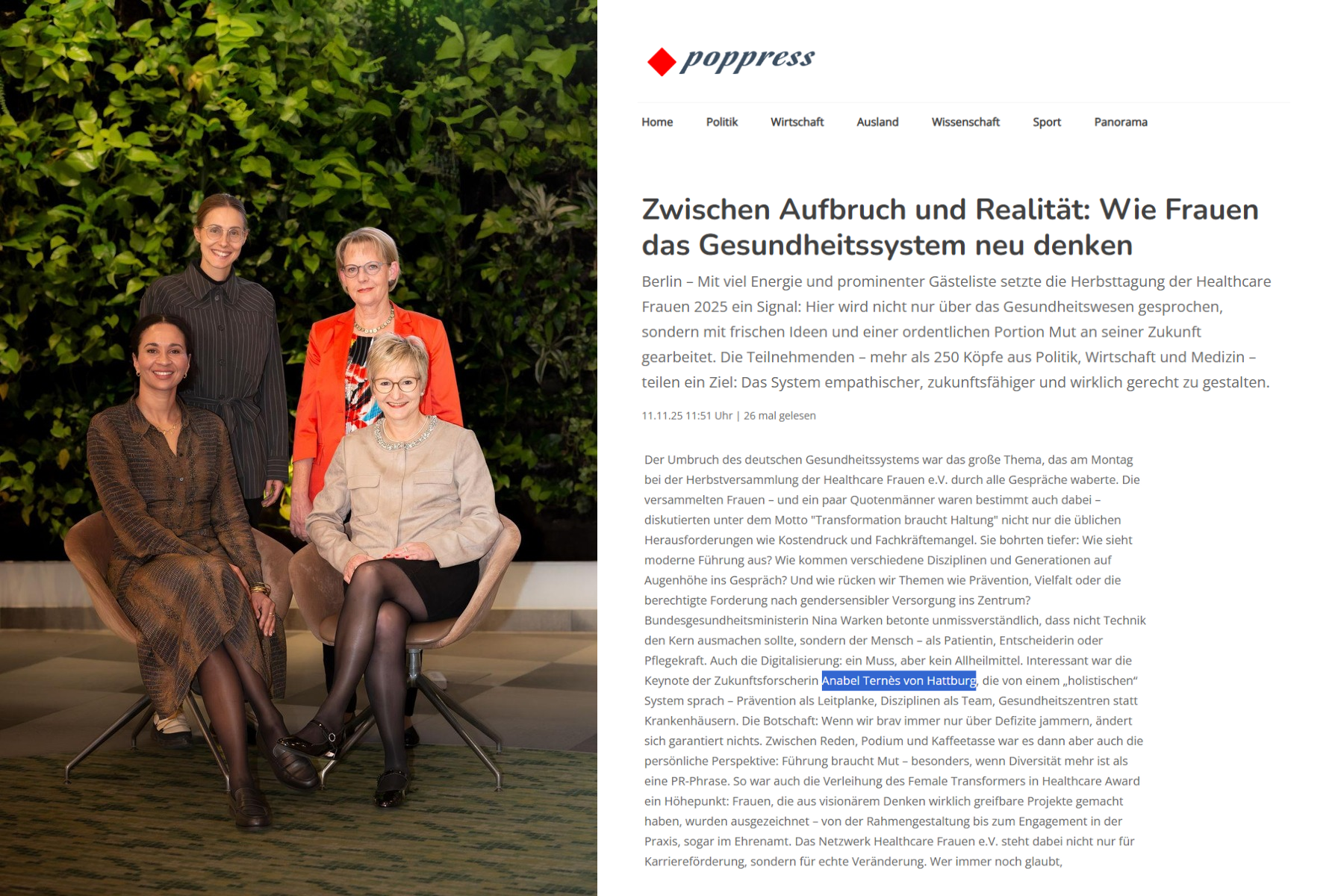 Presseinformation zur Herbsttagung Healthcare Frauen 2025 – Gesundheitssystem im Wandel Neue Führung und Perspektiven